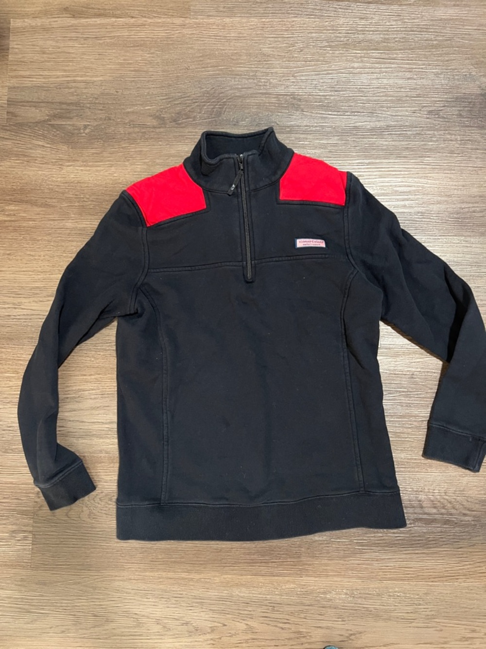 Vinyard Vines red black quarter zip 100% cotton